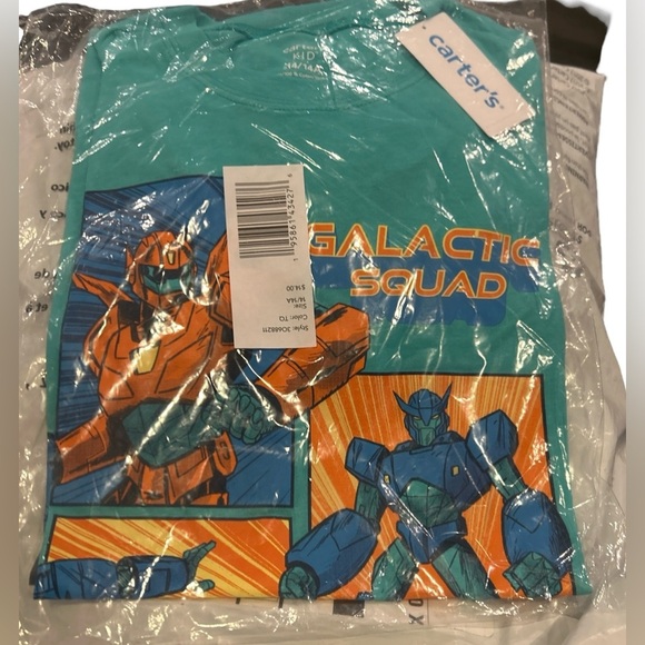 Carter's Boy's Galactic Squad Jersey Tee Turquoise Teal Size 14 NWT 100% Cotton - Picture 3 of 4